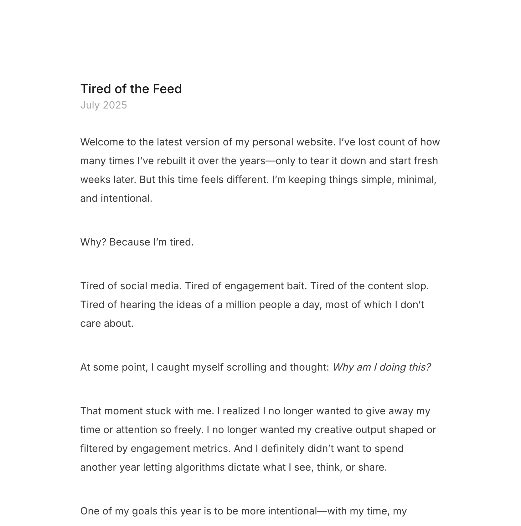 Tired of the Feed